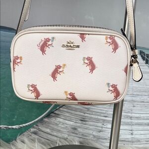 Coach Cream Crossbody Bag with Pig Motif
